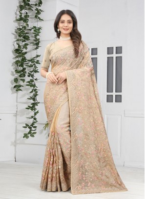 Extraordinary Brown Ceremonial Contemporary Style Saree