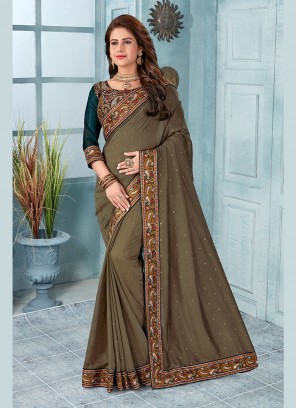 Extraordinary Brown Festival Classic Saree