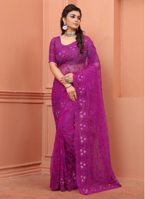 Extraordinary Embroidered Ceremonial Trendy Saree