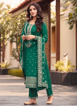 Extraordinary Embroidered Green Jasmin Bhasin Straight Salwar Kameez