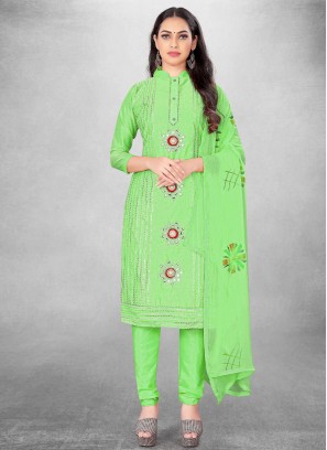 Extraordinary Green Printed Trendy Salwar Kameez