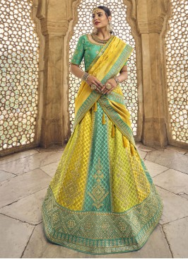 Extraordinary Resham Green Banarasi Silk Trendy Lehenga Choli