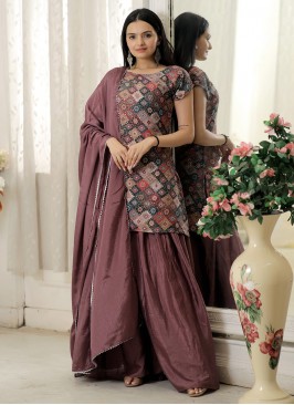 Exuberant Chinon Sequins Readymade Salwar Kameez