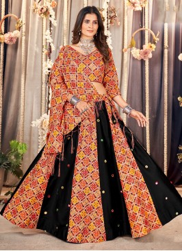 Exuberant Cotton Multi Colour Print Readymade Lehenga Choli