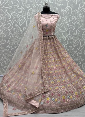 Exuberant Peach Trendy Lehenga Choli