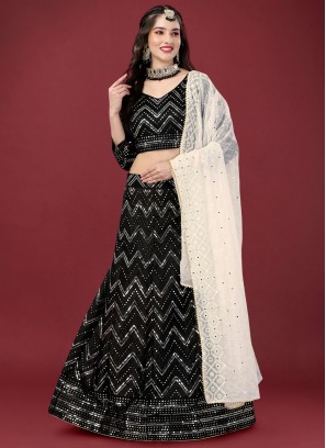 Exuberant Sequins Black Lehenga Choli