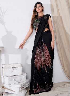 Eye-Catchy Black Reception Saree