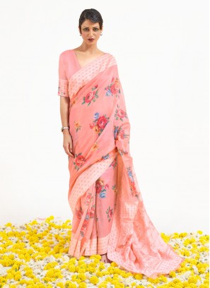 Eye-Catchy Pink Fancy Fabric Classic Saree