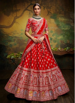 Eye-Catchy Red Engagement A Line Lehenga Choli