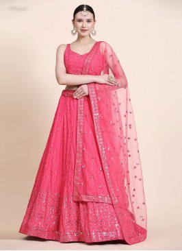 Fab Pink Engagement Long Choli Lehenga