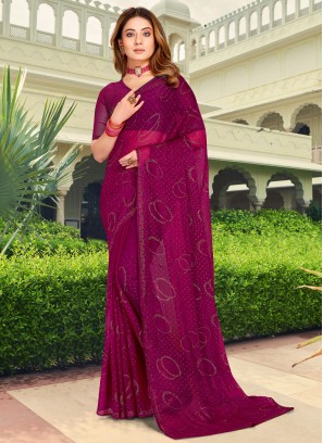 Fabulous Chiffon Purple Contemporary Style Saree