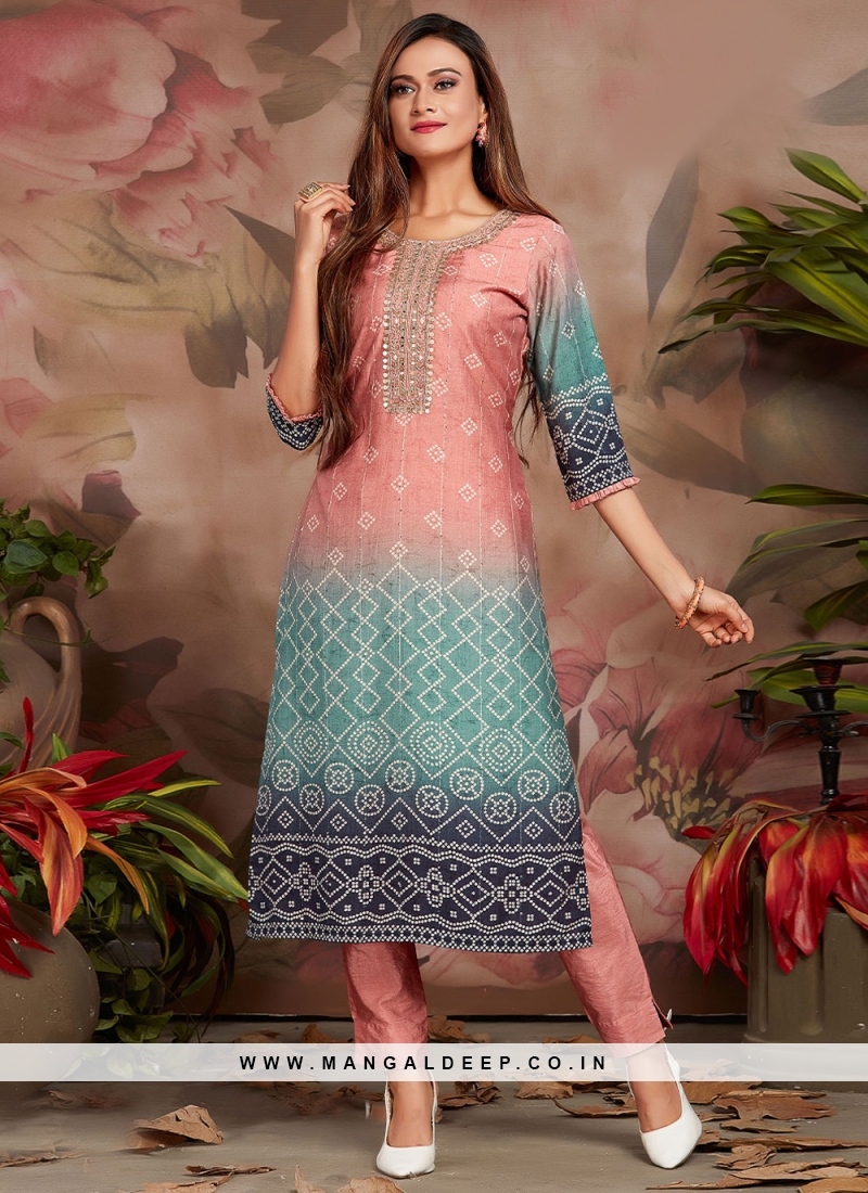 Purchase Pink Festival Party Wear Kurti Online : USA - Kurtis & Tunics