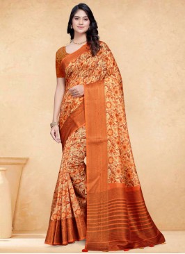 Fabulous Digital Print Tussar Silk Classic Saree