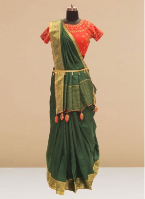 Fabulous Green Color Festive Wear Silk Saree