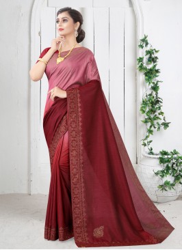 Fabulous Maroon Silk Shaded Saree