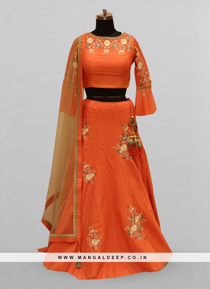 Fabulous Orange Color Function Wear Lehenga Choli