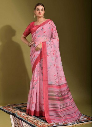 Fabulous Pink Trendy Saree