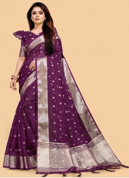 Fabulous Purple Color Party Wear Silk Saree