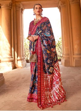 Fancy Blue Color Patola Silk Saree