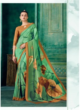 Fancy Designer Printed Crepe Saree