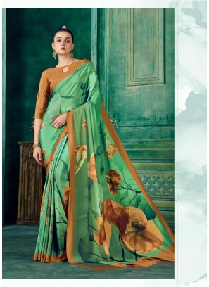 Fancy Designer Printed Crepe Saree