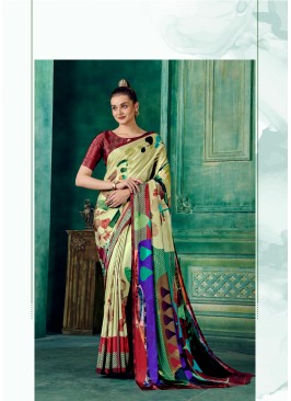 Fancy Designer Printed Crepe Saree