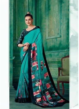 Fancy Designer Printed Crepe Saree