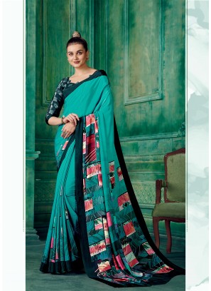 Fancy Designer Printed Crepe Saree