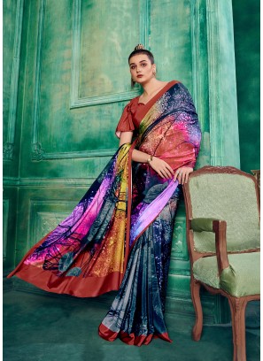 Fancy Designer Printed Crepe Saree