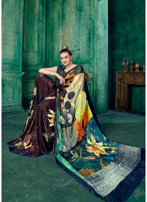 Fancy Designer Printed Crepe Saree