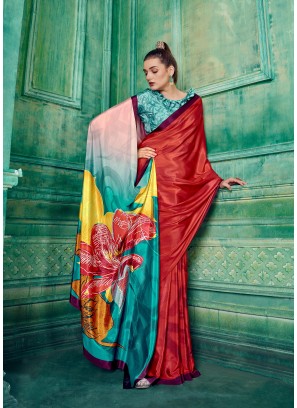 Fancy Designer Printed Crepe Saree