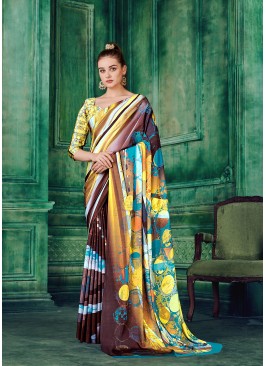 Fancy Designer Printed Crepe Saree