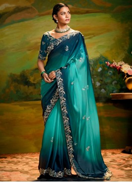 Fancy Fabric Embroidered Classic Saree in Multi Co
