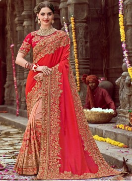 Fancy Fabric Orange Traditional Saree