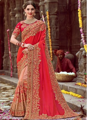 Fancy Fabric Orange Traditional Saree