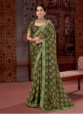 Fancy Fabric Saree in Green