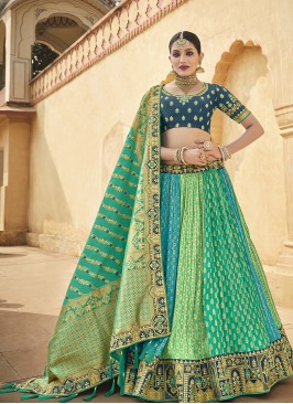 Fancy Green Color Silk Lehenga Choli