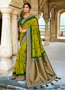 Fancy Green Color Silk Saree