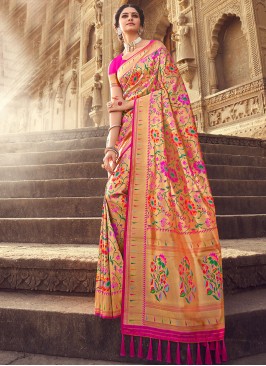 Fancy Red Color Banarsi Silk Saree