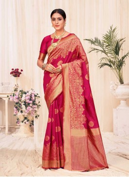 Fancy Red Color Silk Saree