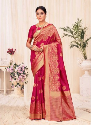 Fancy Red Color Silk Saree