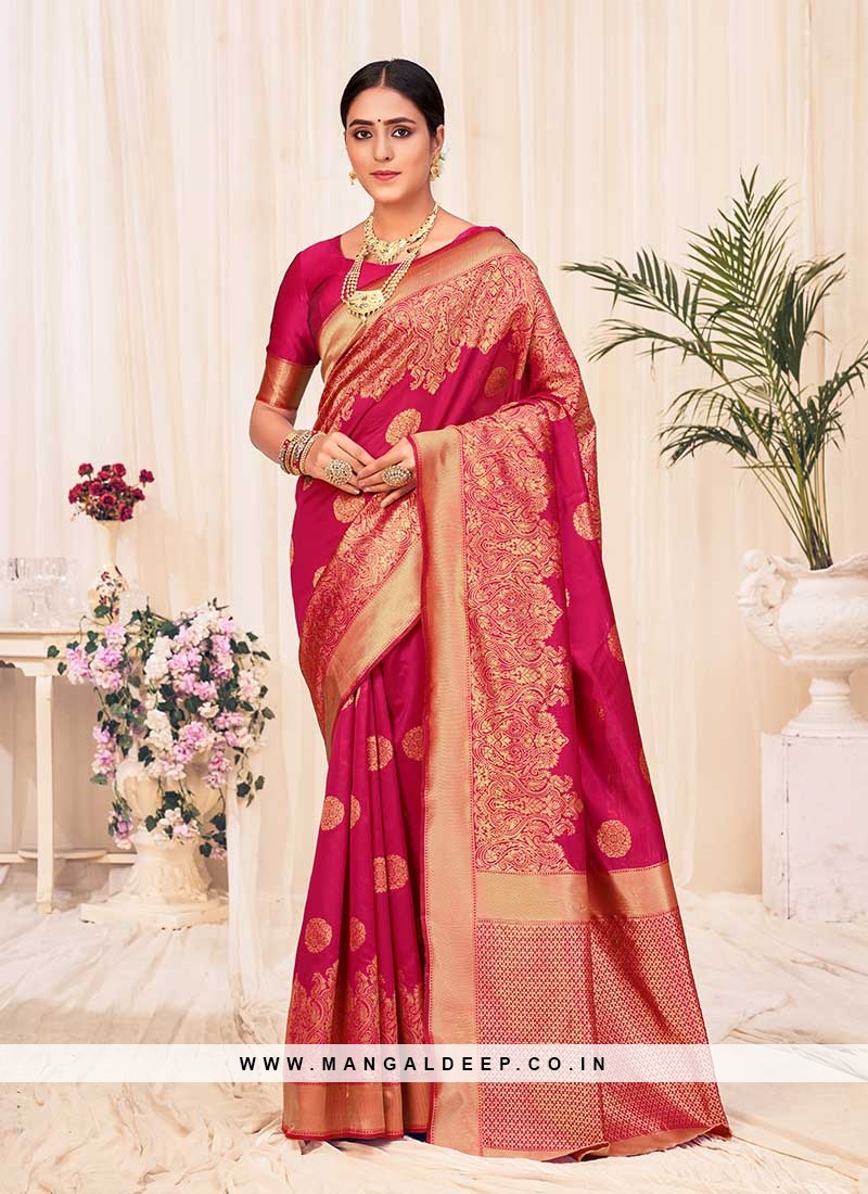 Fancy Red Color Silk Saree