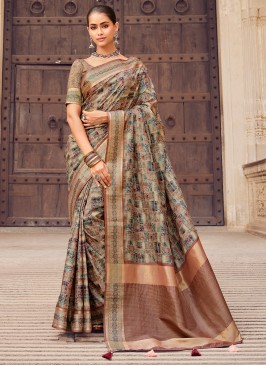 Fantastic Digital Print Silk Multi Colour Contemporary Saree