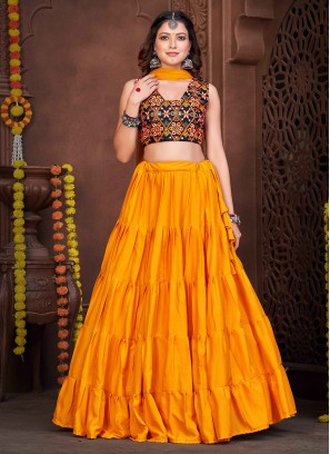 Fantastic Embroidered Crepe Silk Long Choli Lehenga