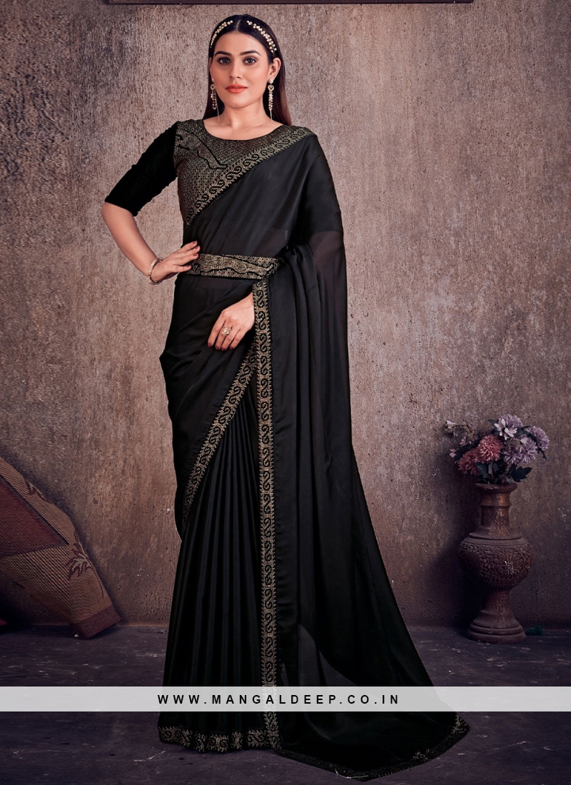 Black discount saree lace