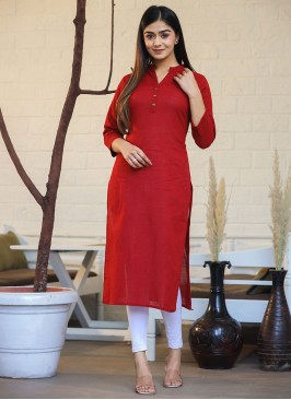 Fantastic Plain Cotton Casual Kurti