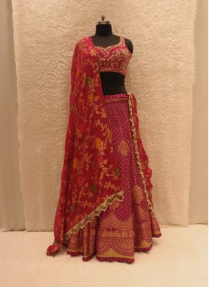 Fantastic Rani Colour Banarasi Silk Lehenga Choli