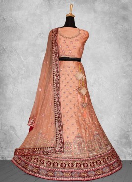 Fascinating Peach Sangeet Lehenga Choli