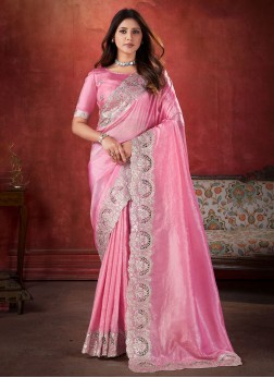 Fascinating Zari Pink Trendy Saree