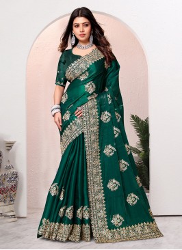 Fashionable Green Trendy Saree
